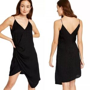 CUSHNIE For Target Black Satin Leopard Print Asymmetrical Mini Dress Size 12